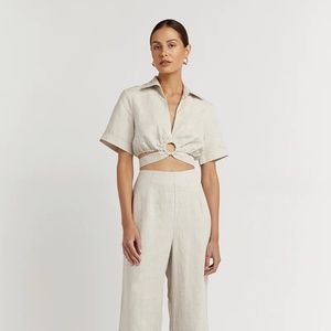 DISSH Mimi natural linen crop top ring. Size 2 US